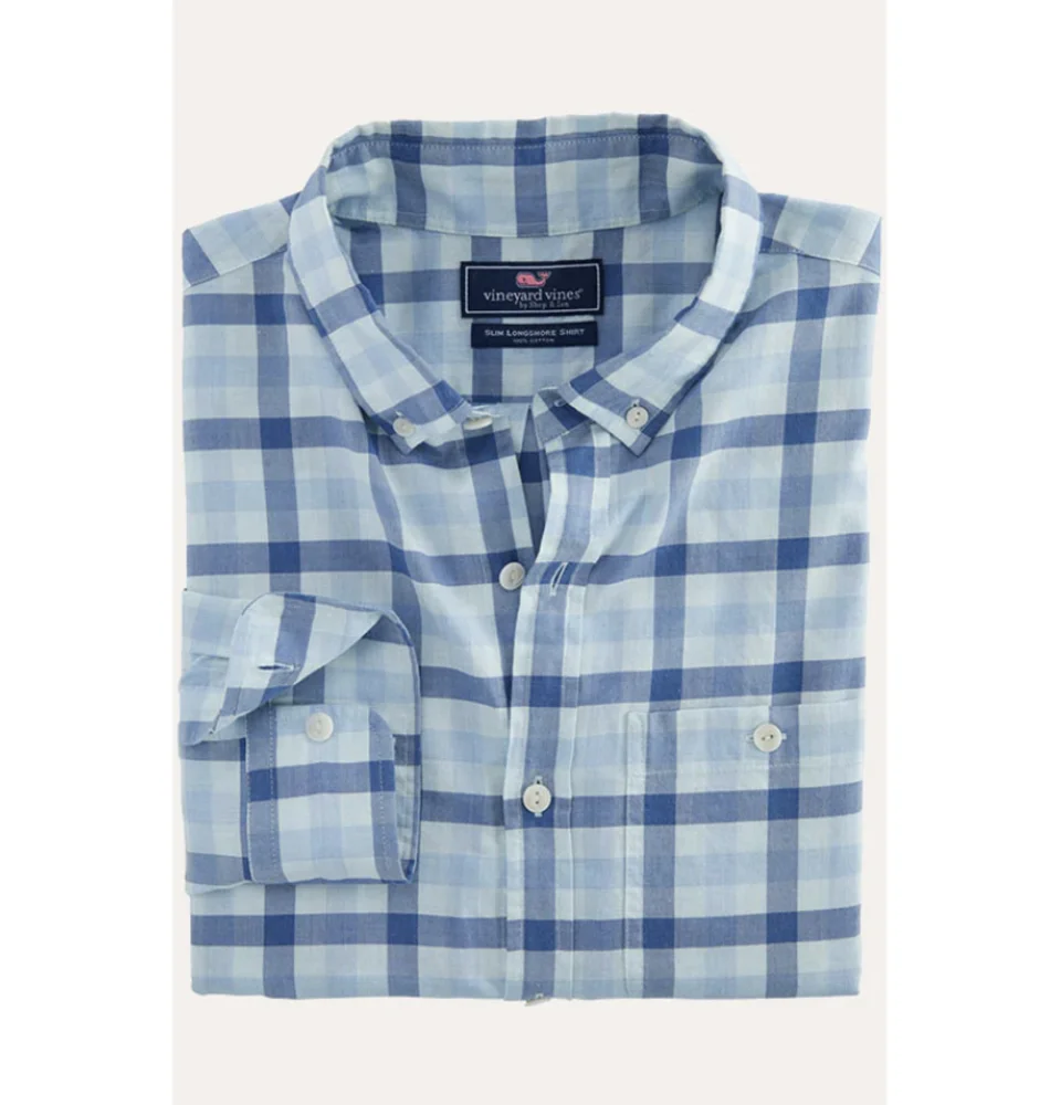 Vineyard Vines Check Long Sleeve Shirt Blue Size Medium - Picture 1 of 6